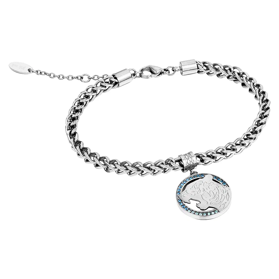Just Cavalli bracelet for ladies steel silver with blue crystal