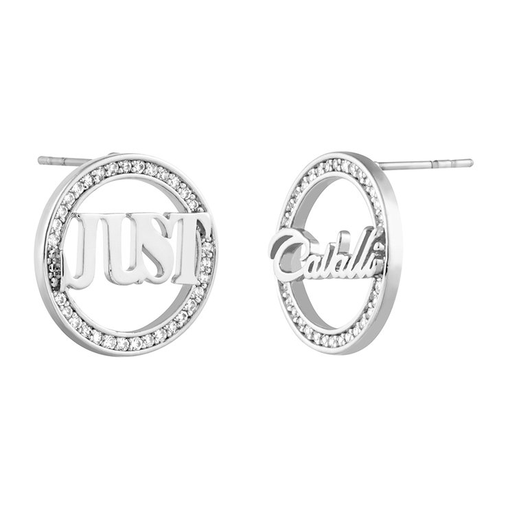 Just Cavalli earring for ladies stainless steel silver with crystal