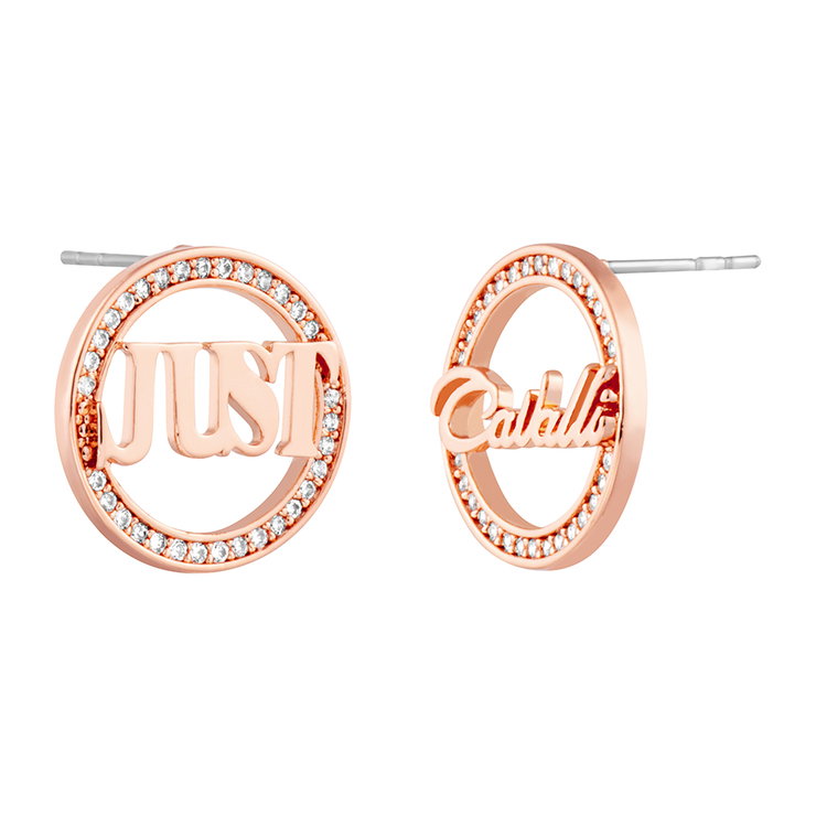 Just Cavalli earring for ladies steel rose gold with crystal