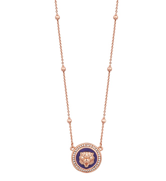 Just Cavalli ladies logo necklace steel rose gold with crystal