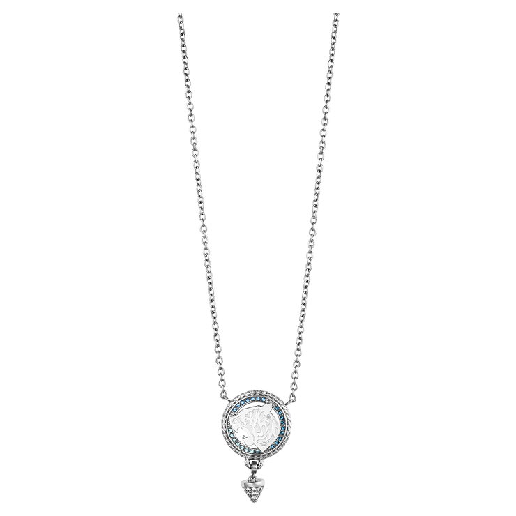 Just Cavalli necklace for women steel silver with blue crystal