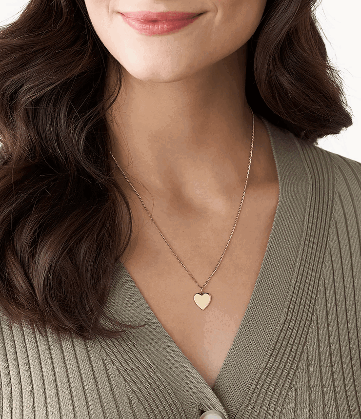 Fossil Drew Heart Gold-Tone Stainless Steel Ladies Necklace