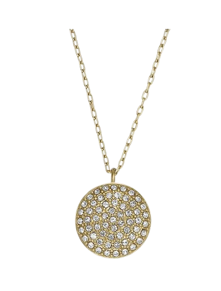 Fossil Women's Gold Round Crystal Pendant Necklace