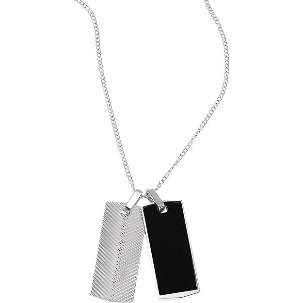 Fossil Men Necklace HARLOW Stainless Steel Black , Silver