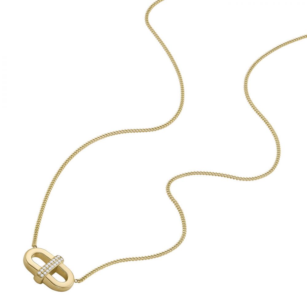 Fossil necklace for women steel gold with Crystral