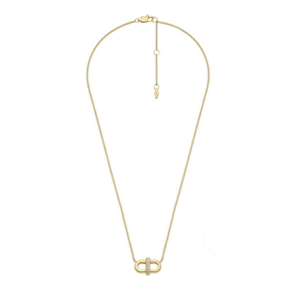Fossil necklace for women steel gold with Crystral