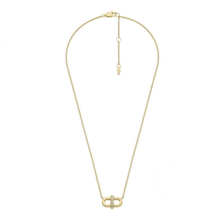 Fossil necklace for women steel gold with Crystral