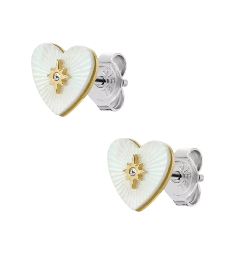 Fossil Women's Heart-Shaped Stud Earrings with Crystal