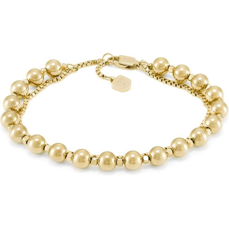 Fossil Women's Gold Beaded Double Chain Bracelet