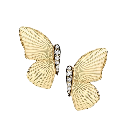 Fossil Women's Gold-Tone Butterfly Earrings with Crystals