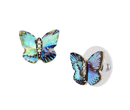 Fossil Blue Butterfly Earrings with Crystals for Women