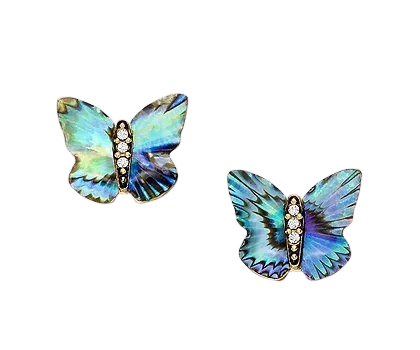 Fossil Blue Butterfly Earrings with Crystals for Women