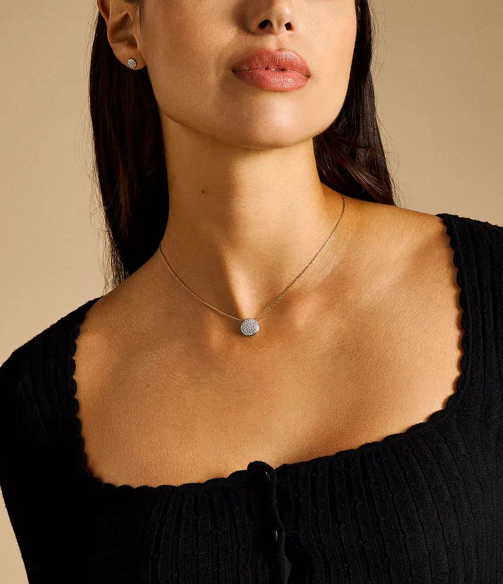 Fossil Women's Gold Crystal Necklace & Earrings Set