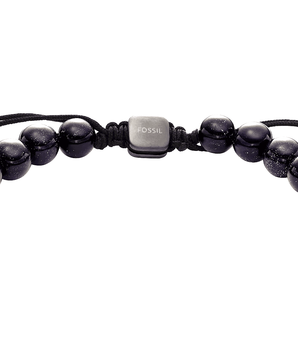 Fossil Men's Adjustable Black Beaded Bracelet