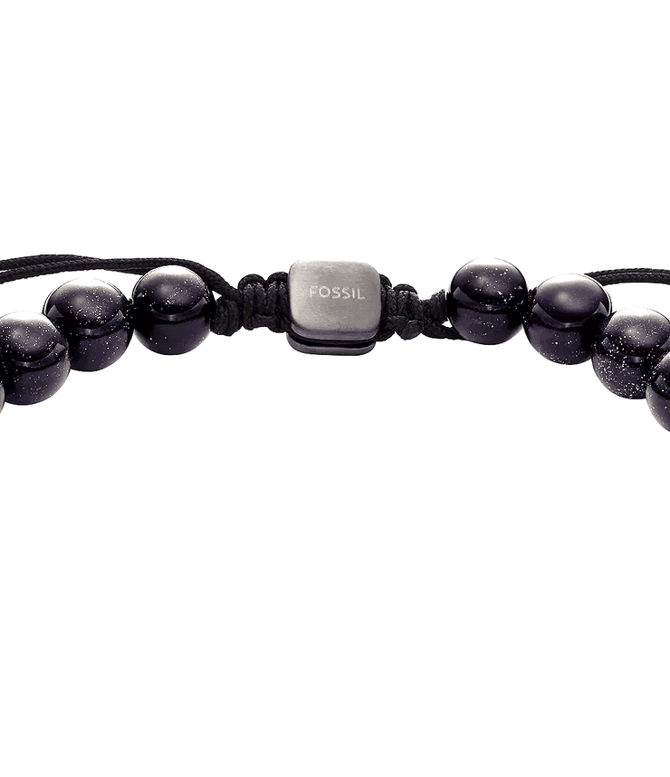 Fossil Men's Adjustable Black Beaded Bracelet