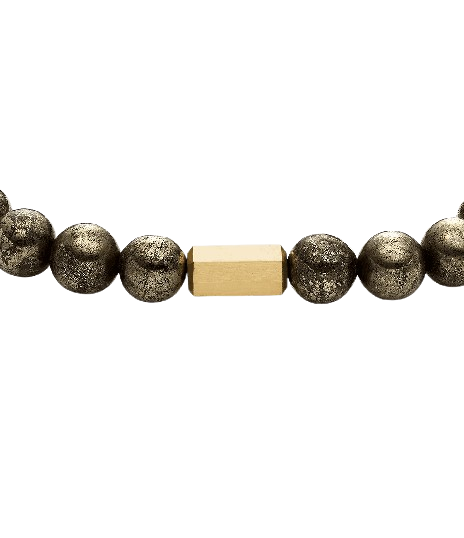 Fossil Men's Gold-Tone Beaded Bracelet