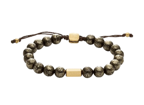 Fossil Men's Gold-Tone Beaded Bracelet