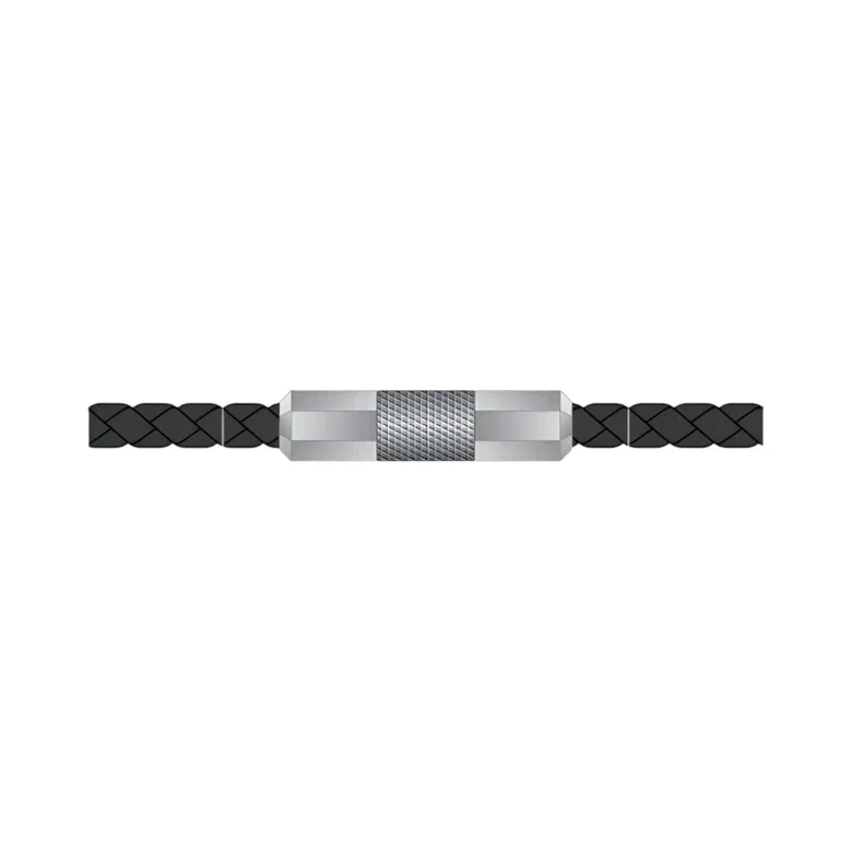 Fossil Men’s Black Braided Leather Bracelet with Steel Clasp