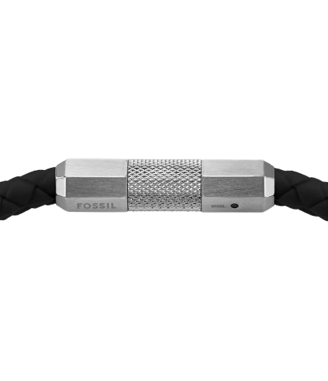 Fossil Machine Men’s Black Silicone Bracelet & Knurled Steel