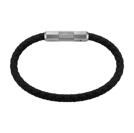 Fossil Machine Men’s Black Silicone Bracelet & Knurled Steel