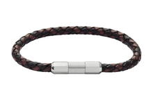 سوار فوسيل رجالي من الجلد المضفر مع مشبك ستانلس ستيل