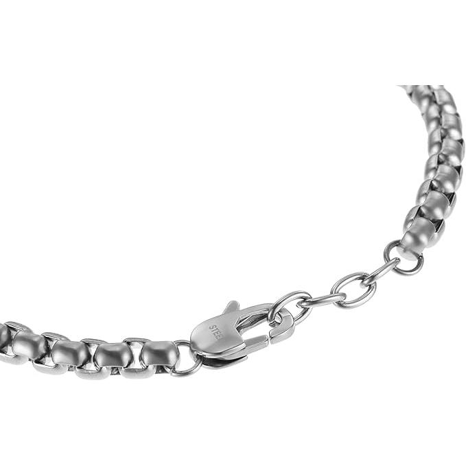 Fossil Men's Bracelet Set with Green Beads and Silver Chain
