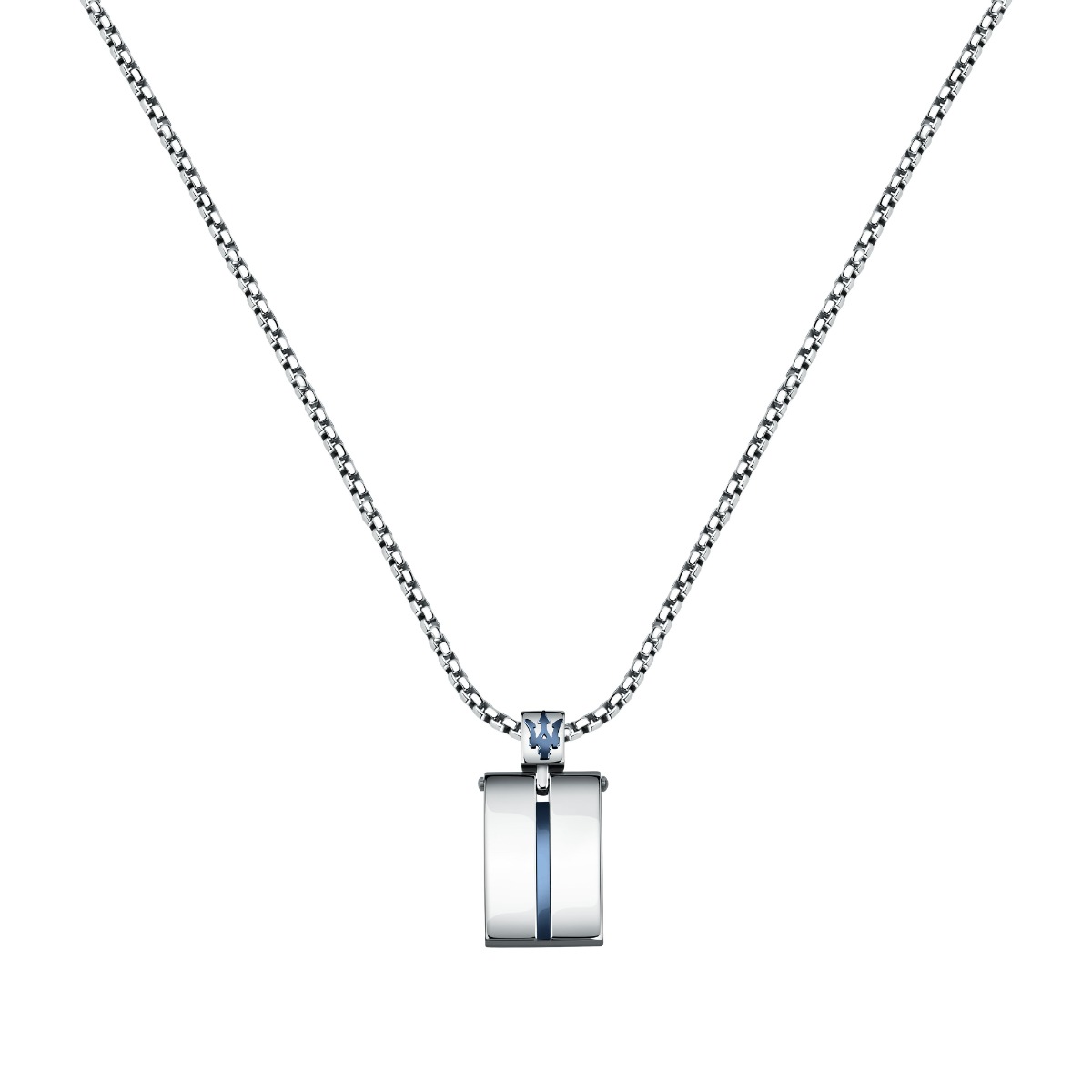 Maserati Necklace For Men Stainless Steel Silver , Blue