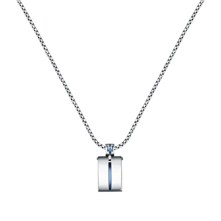 Maserati Necklace For Men Stainless Steel Silver , Blue