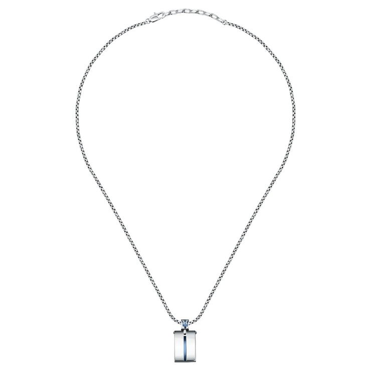 Maserati Necklace For Men Stainless Steel Silver , Blue