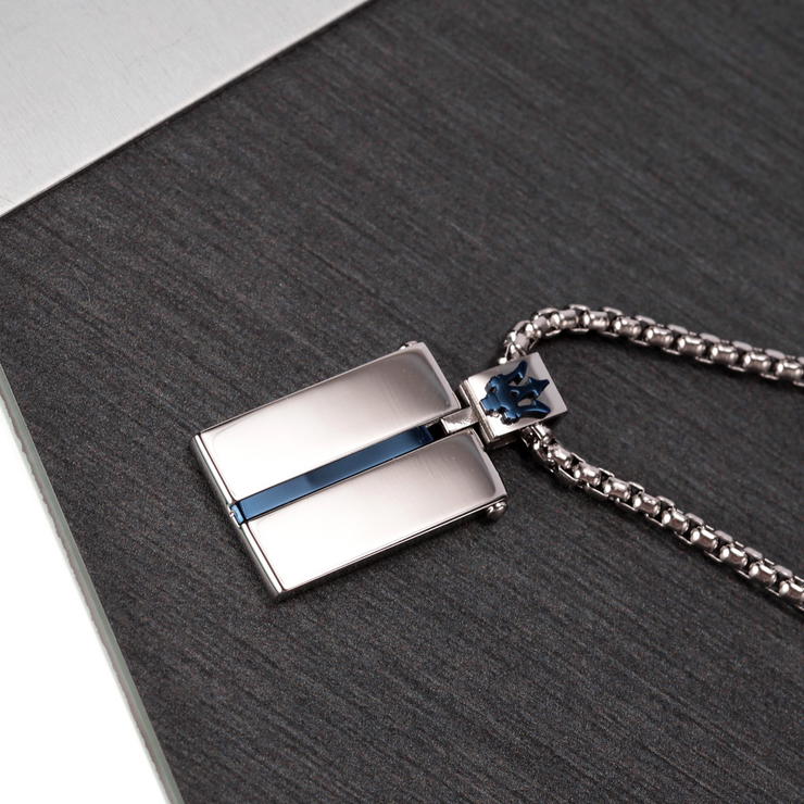 Maserati Necklace For Men Stainless Steel Silver , Blue
