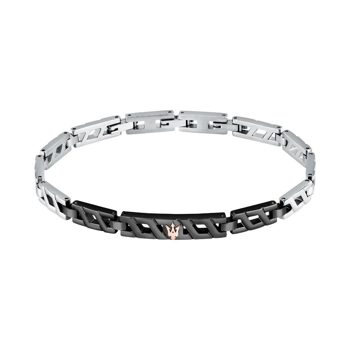 Maserati ICONIC bracelet steel balck , Silver size 18.5+3CM
