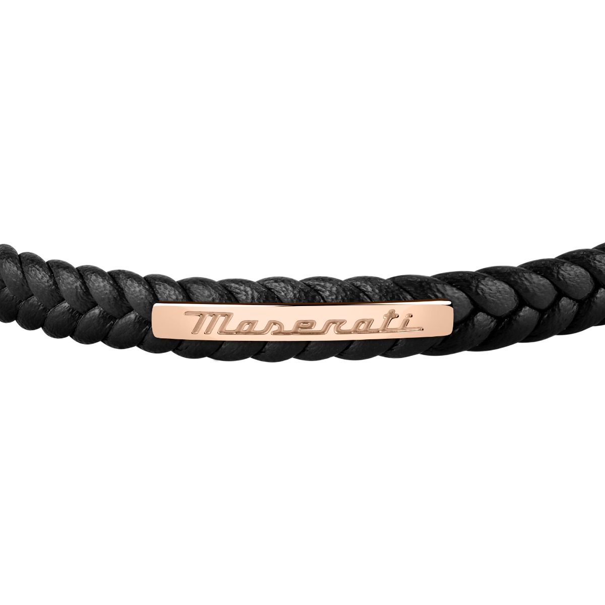اسوارة من مازيراتى للرجال لون فضى وجلد اسود