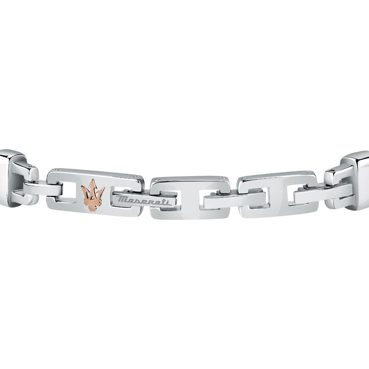 Maserati Bracelet For Men Leather Black , Silver