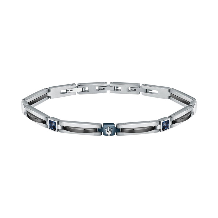 Maserati logo bracelet for gent stainless steel silver , Blue