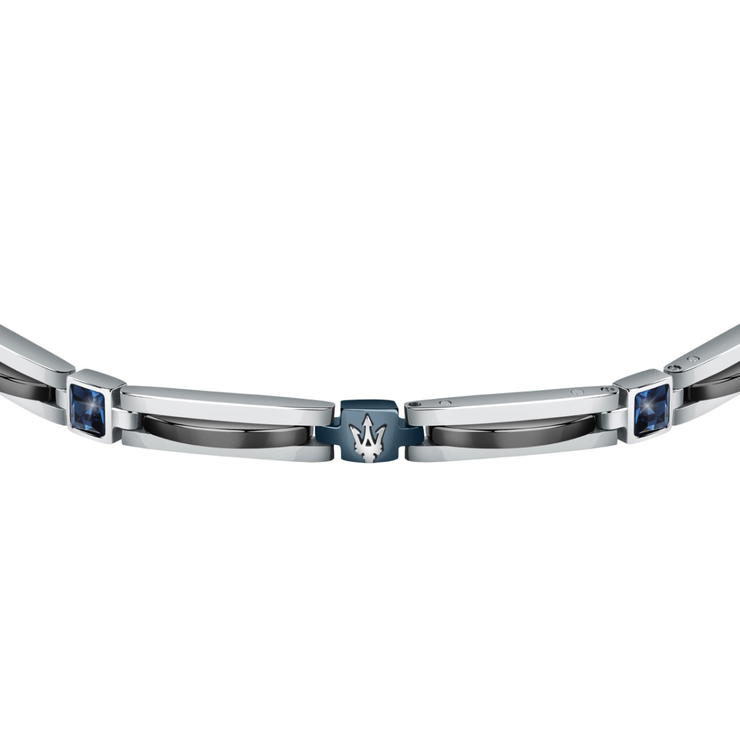 Maserati logo bracelet for gent stainless steel silver , Blue