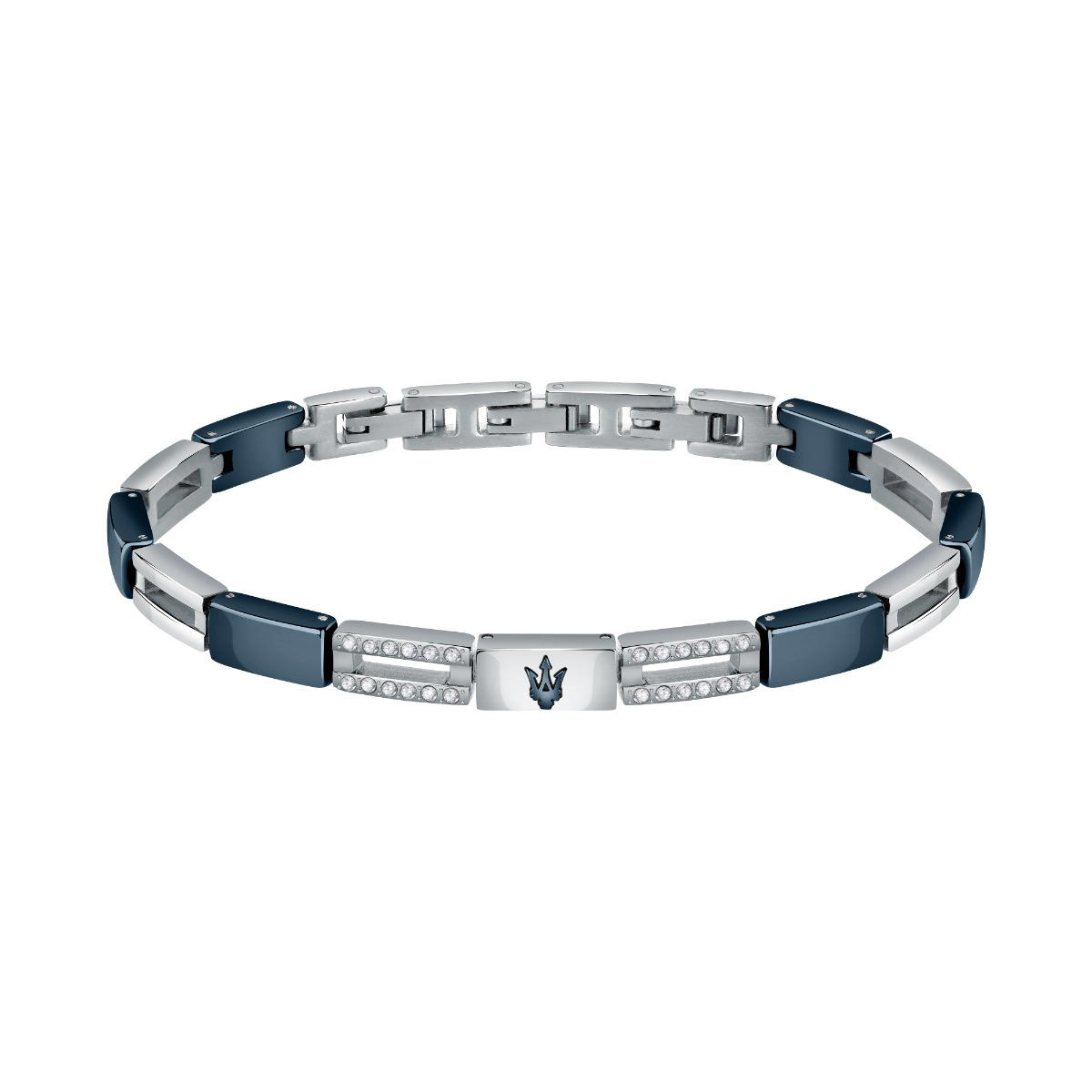 Maserati CERAMIC bracelet for men steel silver , Blue 