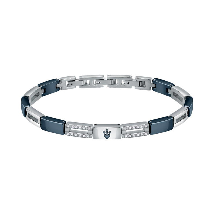 Maserati CERAMIC bracelet for men steel silver , Blue 