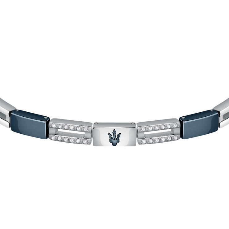 Maserati CERAMIC bracelet for men steel silver , Blue 