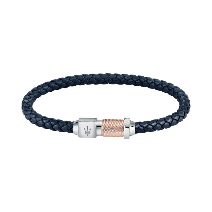 Maserati Men's Bracelet - Braided Leather & Rose Gold