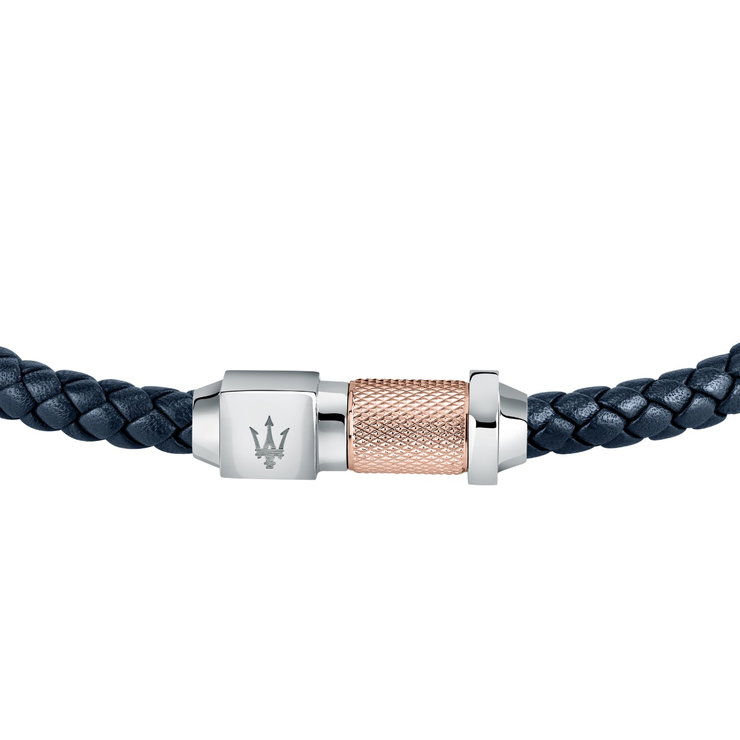 Maserati Men's Bracelet - Braided Leather & Rose Gold