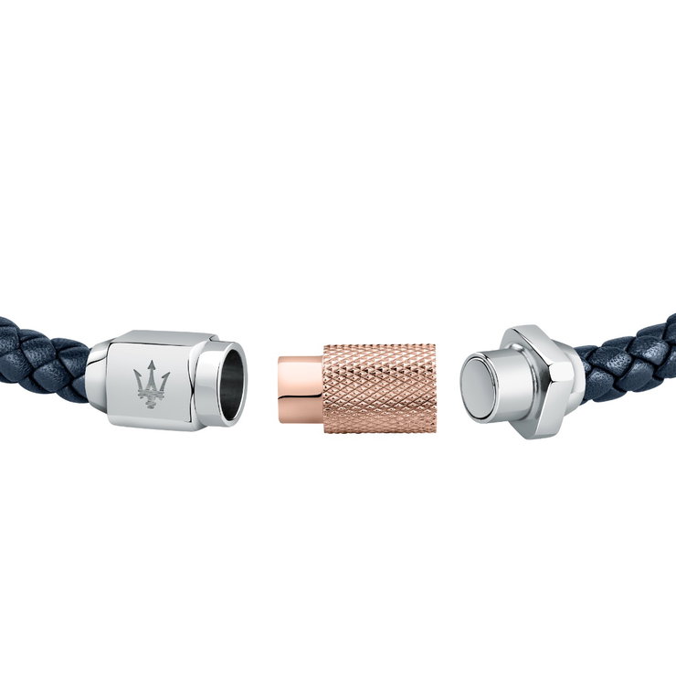 Maserati Men's Bracelet - Braided Leather & Rose Gold