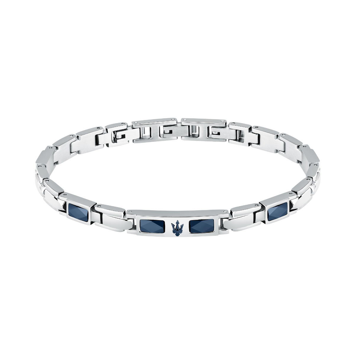 Maserati CERAMIC bracelet steel blue , Silver size 18.5+3CM