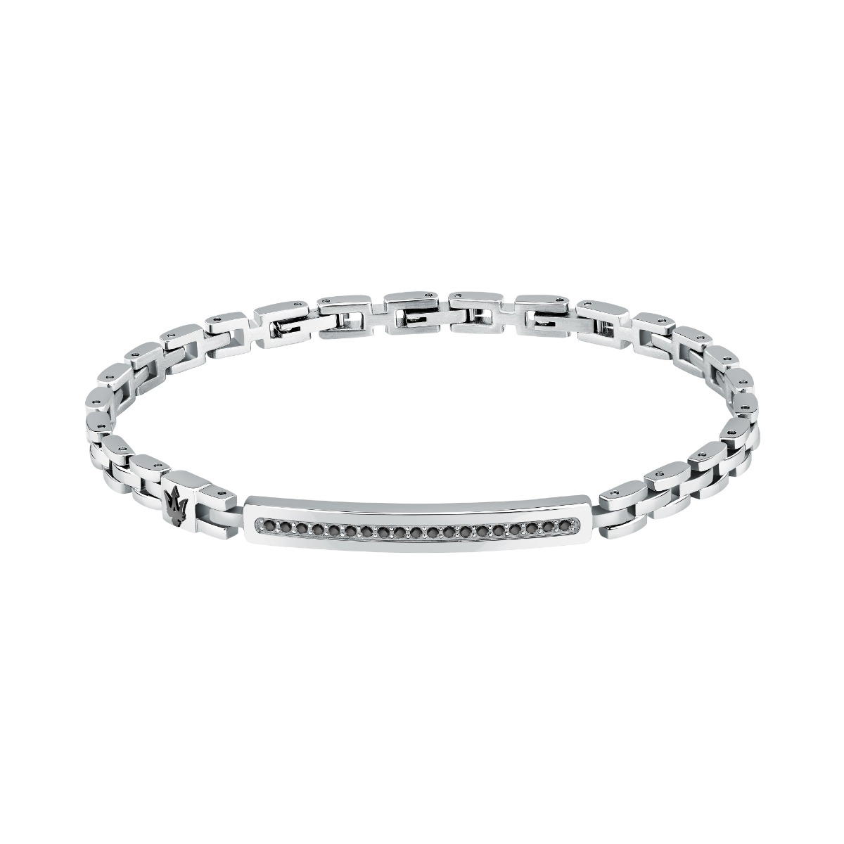 Maserati ICONIC bracelet silver , Black with crystal size 18.5+3CM