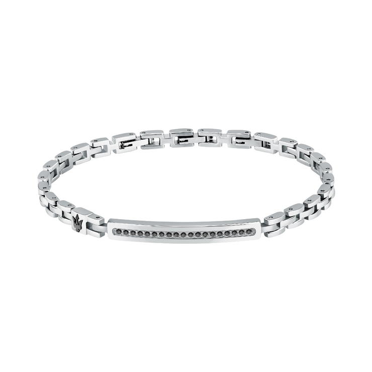 Maserati ICONIC bracelet silver , Black with crystal size 18.5+3CM