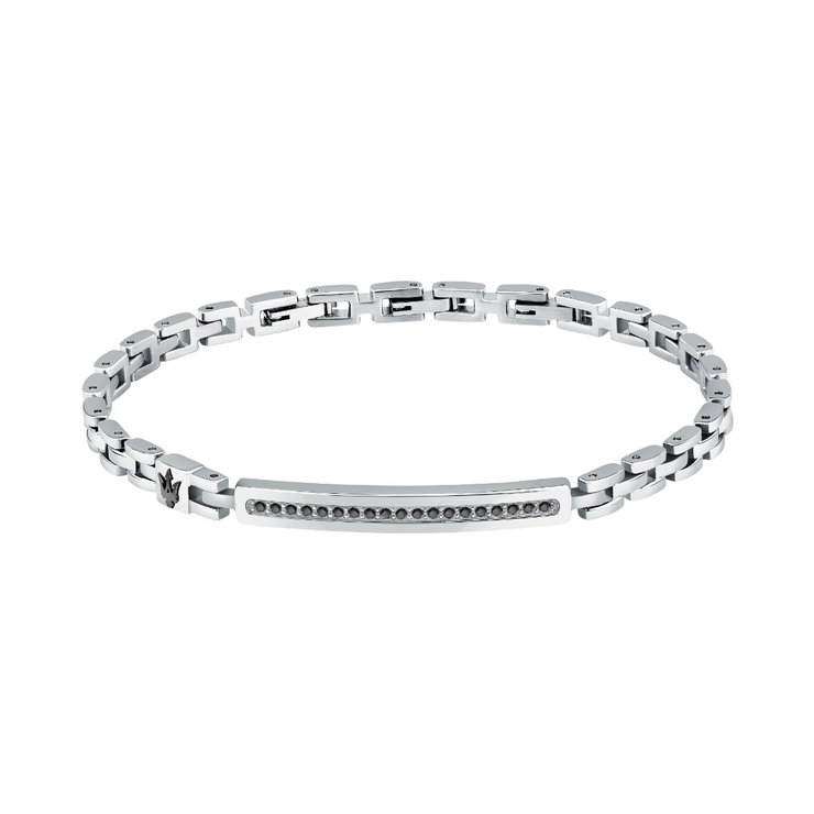 Maserati ICONIC bracelet silver , Black with crystal size 18.5+3CM