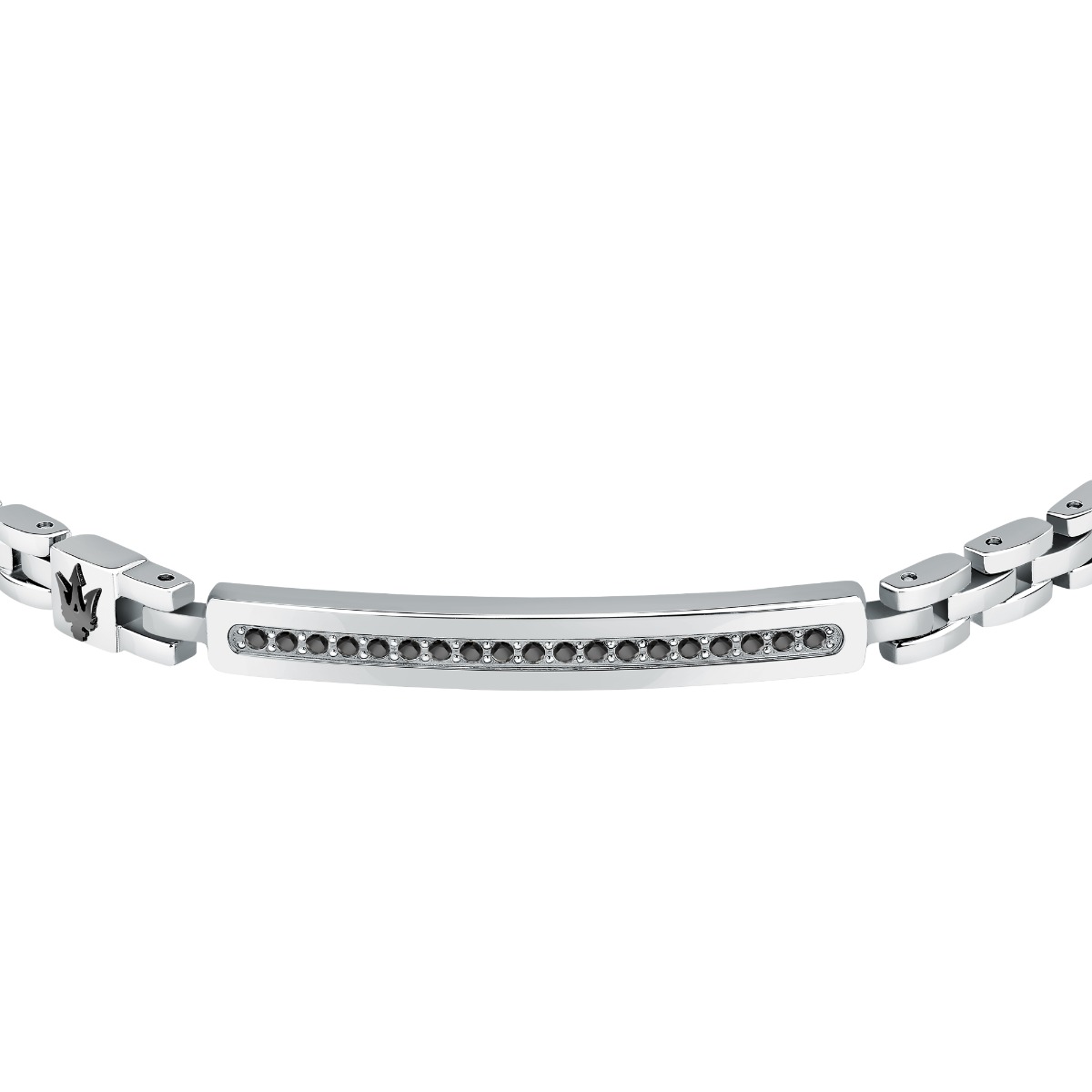 Maserati ICONIC bracelet silver , Black with crystal size 18.5+3CM