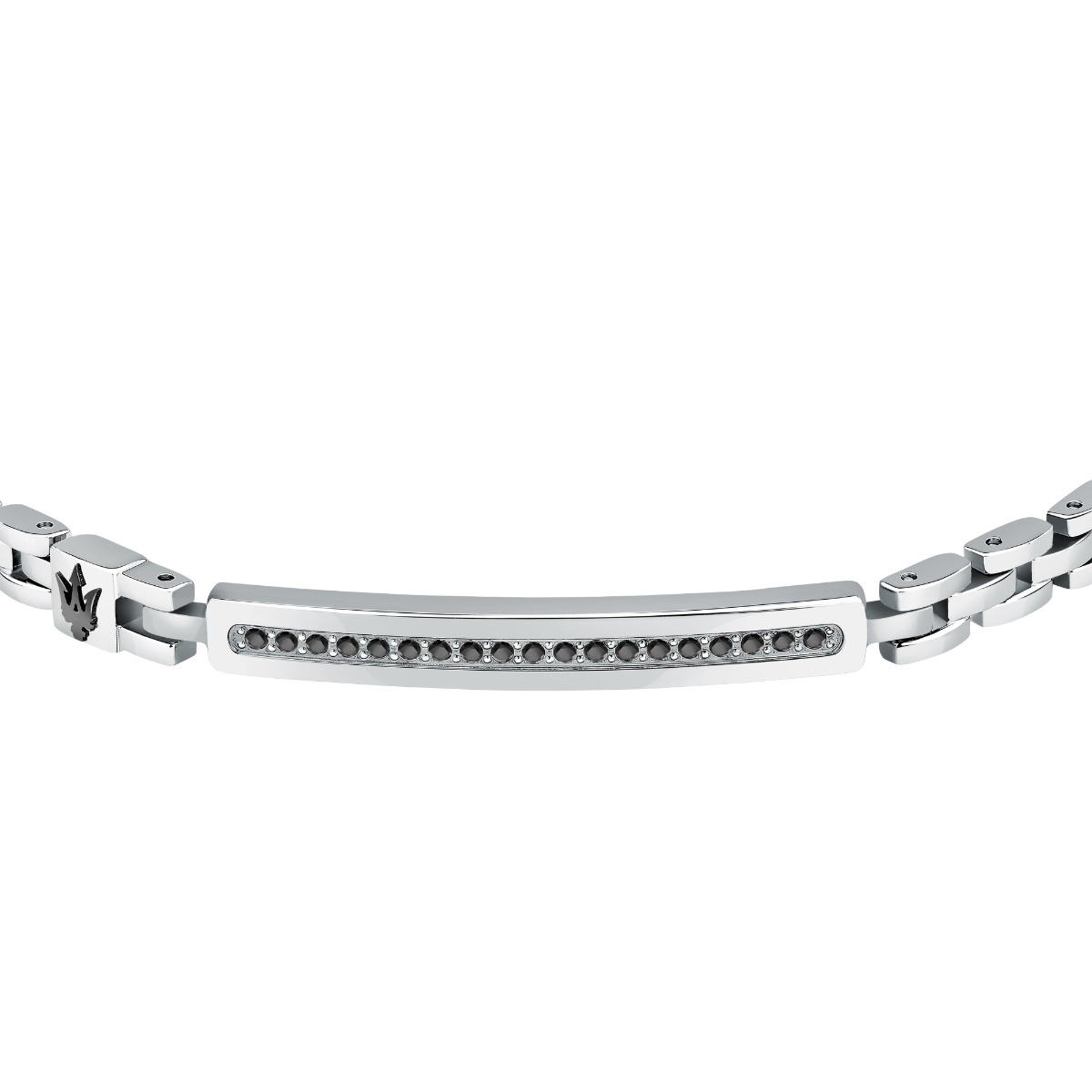 Maserati ICONIC bracelet silver , Black with crystal size 18.5+3CM