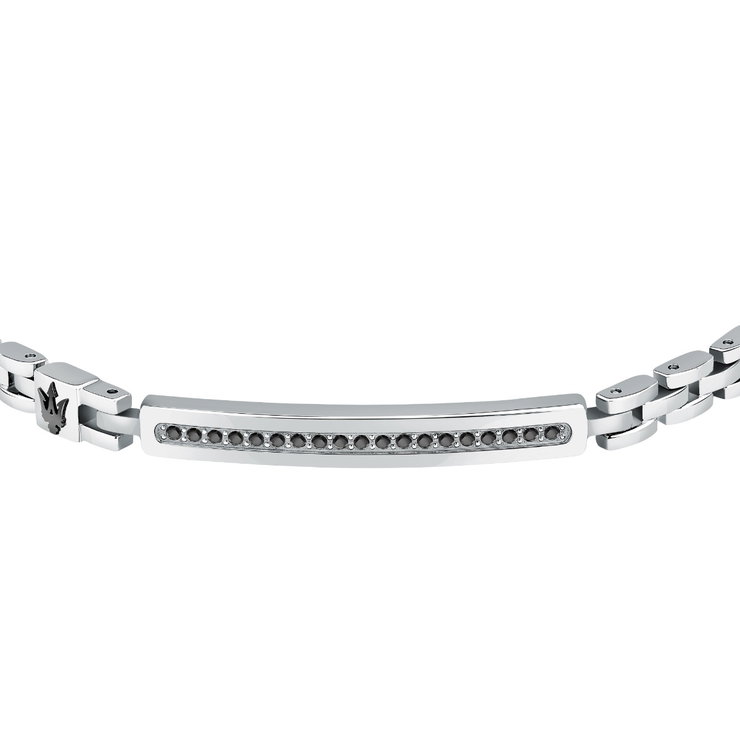 Maserati ICONIC bracelet silver , Black with crystal size 18.5+3CM