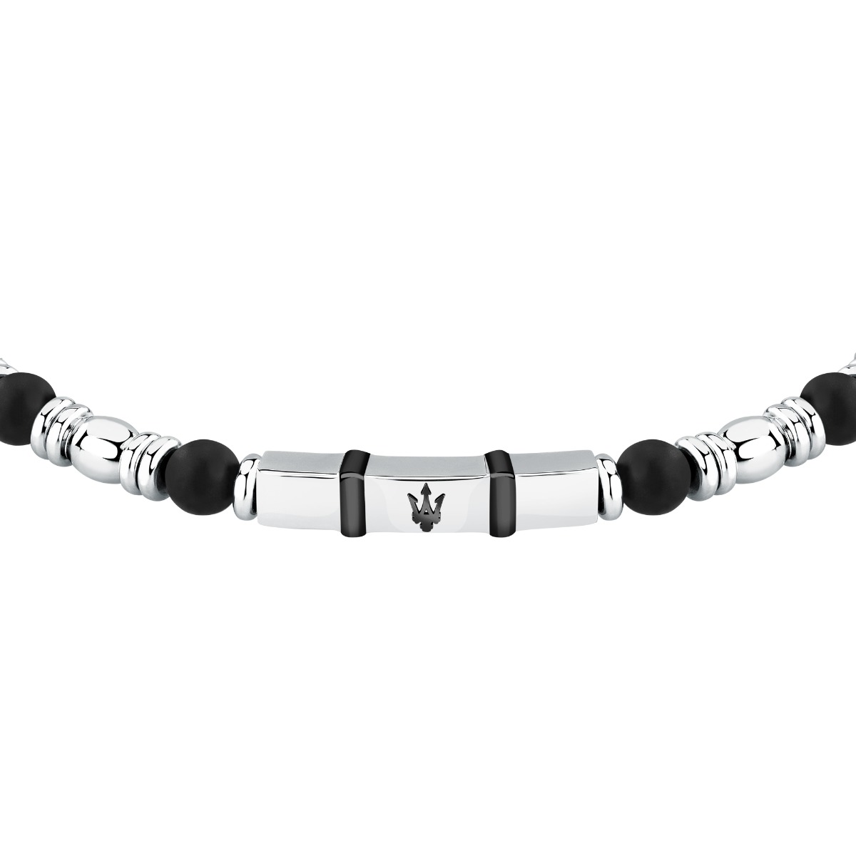Maserati ICONIC bracelet silver with black beads size 18.5+3CM