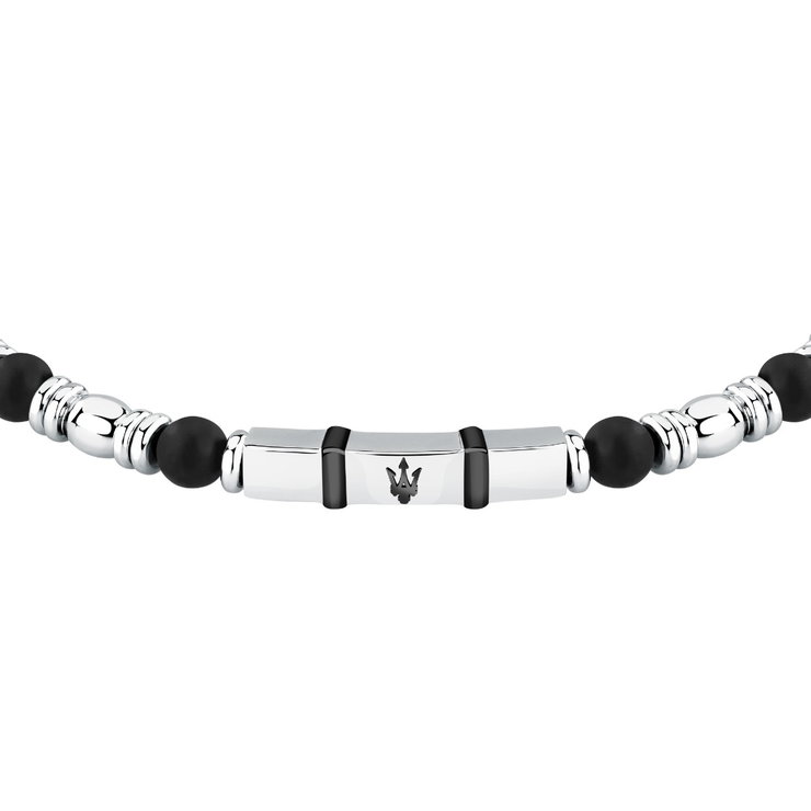 Maserati ICONIC bracelet silver with black beads size 18.5+3CM